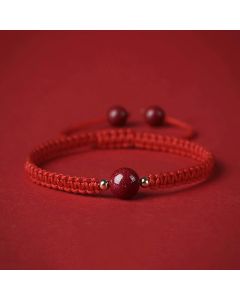 Buddha Stones Lucky Cinnabar Bead Blessing Red String Bracelet - Coffee(Wrist Circumference 14-18cm)