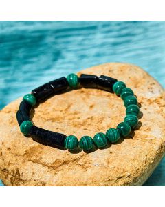 Buddha Stones Malachite Black Tourmaline Purity Bracelet - Malachite Black Tourmaline(Wrist Circumference: 14-16cm)