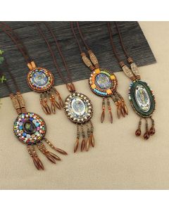 Buddha Stones Mandala Pattern Beads Creativity Necklace Pendant - Oval Mandala