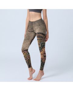 Buddha Stones Mandala Print Design Gym Leggings Women's Yoga Pants - DarkGray / US18，UK/AU22，EU50 (4XL)