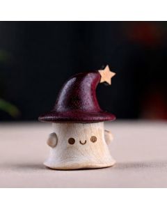 Buddha Stones Maple Wood Hand Carved Elf Figurine Star Moon Cute Animal Decor - Maple Wood Elf - Star Style - 4.7 x 4 x 3.6 cm