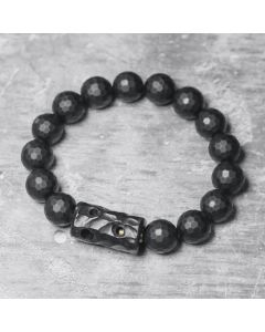 Buddha Stones Matte Frosted Surface Black Onyx Ebony Protection Bracelet - Black Onyx Ebony(Wrist Circumference: 17-17.6cm)