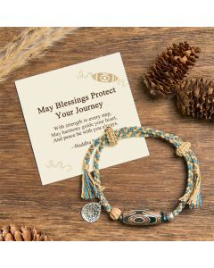 Buddha Stones "May Blessings Protect Your Journey" Dzi Bead Bracelet Includes Gift Message Card - Dzi Bead(Wrist Circumference 14-16cm) / Deluxe Gift Bag (+$9.59)