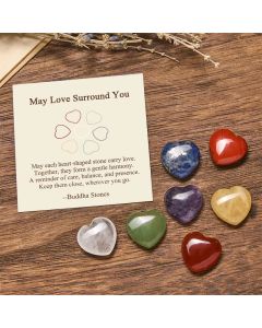 Buddha Stones "May Love Surround You" Natural 6Pcs Small Amethyst Red Jasper Red Agate Topaz Green Aventurine Love Stone Decoration Includes Gift Message Card - 6Pcs Crystal Stone / Deluxe Gift Bag (+$9.59)