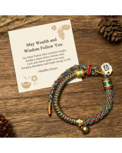 Buddha Stones "May Wealth and Wisdom Follow You" String Bracelet Includes Gift Message Card - Multicolored(Wrist Circumference 14-20cm) / Deluxe Gift Bag (+$9.59)