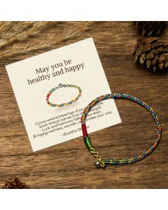 Buddha Stones "May you be healthy and happy" Lucky Multicolored Bracelet Includes Gift Message Card - 16cm / 925 Silver Buckle / Deluxe Gift Bag (+$9.59)