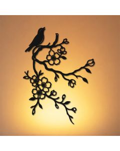 Buddha Stones Metal Bird on Peach Blossom Branch Zen Iron Meaningful Symbols Wall Art - Colorful / Approx. 25.99cm x 35cm x 0.1cm / 10.23in x 13.78in x 0.04in