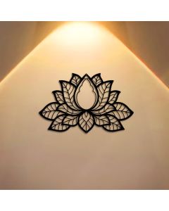 Buddha Stones Metal Lotus Enlightenment Silhouette Iron Meaningful Symbols Wall Art - Approx. 25cm x 15.69cm x 0.1cm / 9.84in x 6.18in x 0.04in
