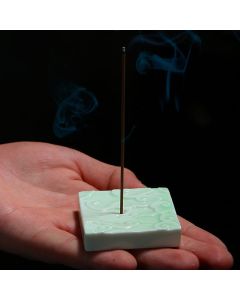 Buddha Stones Mini Auspicious Clouds Design Healing Stick Ceramic Small Incense Burner Decoration - Auspicious Cloud 6*4*0.5cm / White