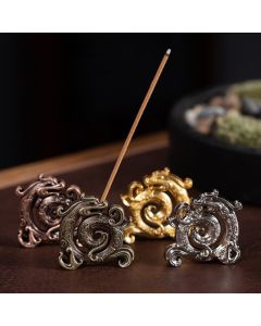 Buddha Stones Mini Auspicious Dragon Pattern Meditation Zinc Alloy Small Incense Stick Burner - Bronze Dragon 4*3.7cm