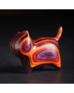 Buddha Stones Mini Cat Kitten Colorful Wooden Cute Pet Decoration - Black Purple Cat 4.7*2.2*3.5cm