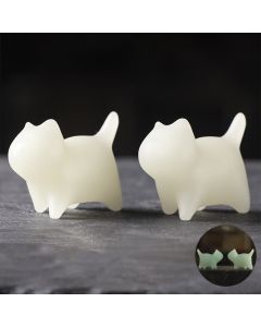 Buddha Stones 2Pcs Mini Cute Cat Glowstone Luminous Lucky Cat Energy Decoration - 4.4*3.5*2.3cm(2Pcs Cat)