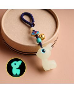 Buddha Stones Mini Cute Deer Glowstone Luminous Lucky Deer Energy Key Chain Phone Car Hanging Decoration - Luminous Deer Phone Hanging Decoration