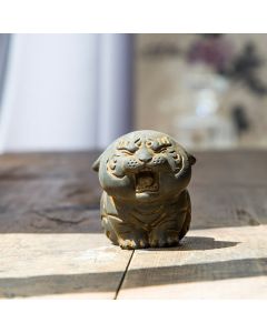 Buddha Stones Mini Cute Tiger Iron Powder Rust Cast Resin Statue Home Decoration - Polished Version 6*5*4.5cm