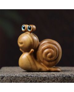 Buddha Stones Mini Green Sandalwood Snail Carved Cure Desk Decoration - 2.36 in (6 cm)