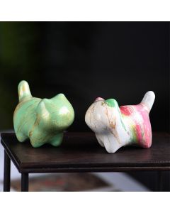 Buddha Stones Mini Lovely Cat Ebony Wood Lacquer Craft Peace Decoration - Purple(Random Purple Color)