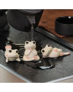 Buddha Stones Mini Small Praying Frog Ceramic Wealth Prosperity Home Tea Pet Figurine Decoration - Praying Little Frog 4*3.5*4.8cm