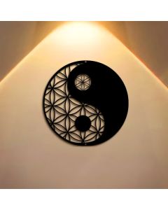 Buddha Stones Minimalist Yin Yang Balance Iron Metal Wall Decor - Approx. 25cm x 25cm x 0.1cm / 9.84in x 9.84in x 0.04in