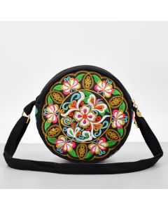 Buddha Stones Money Tree Galsang Inula Flower Peony Rose Peacock Double-Sided Embroidery Canvas Shopping Purse Handbag Crossbody Bag - Myrica Flower