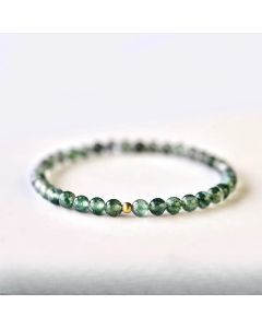 Buddha Stones Moss Agate Lucky Bead Soothing Bracelet - Moss Agate-0.27in(6mm) / 6.7in(17cm)
