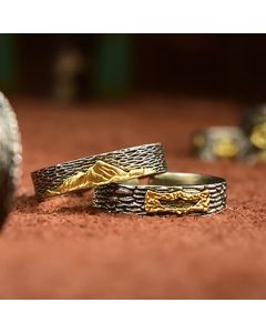 Buddha Stones Mount Everest Garuda Copper Wisdom Ring - Lhamo Latso Pattern