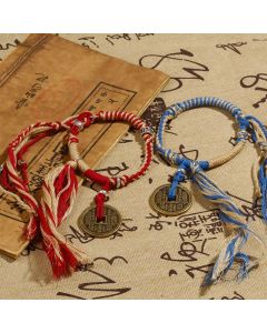 Buddha Stones Mountain Ghosts Spend Money Wealth Prosperity Handmade Braided Bracelet - Mountain Ghosts Spend Money Blue Rope