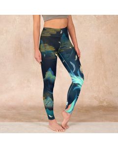 Buddha Stones Mountains Phoenix Feather Exercise Leggings Women's Yoga Pants - DarkSlateGray / US18，UK/AU22，EU50 (4XL)