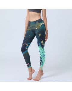 Buddha Stones Mountains Phoenix Feather Exercise Leggings Women's Yoga Pants - DarkSlateGray / US18，UK/AU22，EU50 (4XL)