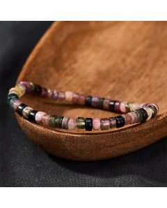 Buddha Stones Multicolor Tourmaline Protection Faceted Tablet Bead Bracelet - Tourmaline(Wrist Circumference: 15-16cm)