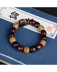 Buddha Stones Multicolored Green Sandalwood Ebony Wood Red Sandalwood Peace Bracelet - Red Sandalwood 8*9mm