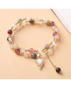 Buddha Stones Multicolored Rutilated Quartz Fox Protection Double Wrap Bracelet - Rutilated Quartz(Auspiciousness♥Courage)