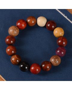 Buddha Stones Multicolored Sandalwood Protection Healing Bracelet - 20mm*12 Beads