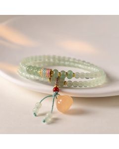 Buddha Stones Multiple Circles Natural Aventurine Glass Lotus Pods Lucky Bamboo Positivity Bracelet - Green Aventurine