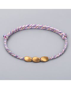 Buddha Stones Multiple Colors String Golden Copper Beads Balance Bracelet - Light Pink