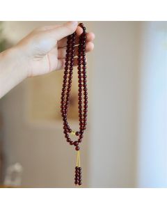Buddha Stones Natural 108 Mala Beads Amber Clear Anxiety Bracelet - Amber (Clear anxiety♥Balance Emotions)