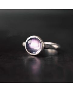 Buddha Stones Natural 925 Sterling Silver Amethyst Adjustable Balance Ring - A Style(About 8*8mm)