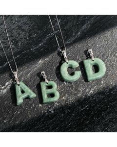 Buddha Stones Natural A-Z Letter Jade 925 Sterling Silver Silm Chain Prosperity Necklace Pendant - Z