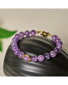 Buddha Stones Natural Amethyst Beads Balance Relieves Stress Buckle Bracelet - Amethyst & Silvery Buckle(Wrist Circumference: 14-16cm)