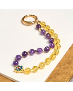 Buddha Stones Natural Amethyst Citrine Healing Key Chain Phone Hanging Decoration - Amethyst Citrine
