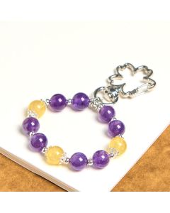 Buddha Stones Natural Amethyst Citrine Positive Key Chain Bag Hanging Decoration - Amethyst Citrine