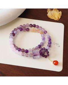 Buddha Stones Natural Amethyst Citrine Positive Transformation Double Wrap Bracelet - Amethyst(Wrist Circumference 14-15cm)