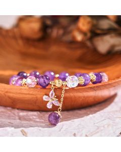 Buddha Stones Natural Amethyst Crystal Spiritual Butterfly Charm Bracelet - Amethyst (Spiritual Awareness ♥ Inner Peace)