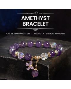 Buddha Stones Natural Amethyst Crystal Spiritual Butterfly Charm Bracelet - Amethyst (Spiritual Awareness ♥ Inner Peace)