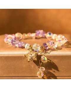 Buddha Stones Natural Amethyst Crystal Star Charm Positive Transformation Bracelet - Amethyst(Wrist Circumference: 15-17cm)