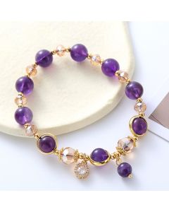 Buddha Stones Natural Amethyst Geometric Crystal Meditation Bracelet - Amethyst(Wrist Circumference:15-16cm)