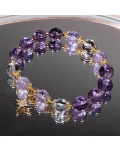Buddha Stones Natural Amethyst Inner Peace Healing Star Charm Bracelet - Amethyst(Inner Peace♥Healing)(Wrist Circumference 14-15cm)