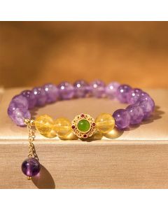 Buddha Stones Natural Amethyst Meditation Balance Bracelet - Amethyst(Wrist Circumference: 15-16cm)