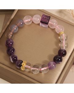 Buddha Stones Natural Amethyst Pink Crystal Inner Peace And Healing Bracelet - Amethyst Pink Crystal(Wrist Circumference: 14-17cm)