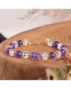 Buddha Stones Natural Amethyst Pixiu Crystal Balance Bracelet - Amethyst(Wrist Circumference:15-16cm)