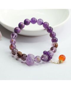 Buddha Stones Natural Amethyst Purple Phantom Gemstone Spiritual Awareness Bracelet - Amethyst(Inner Peace♥Healing)(Wrist Circumference 14-16cm)